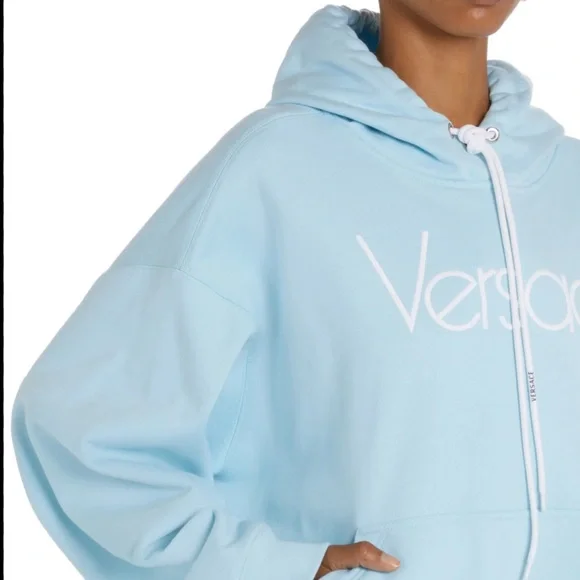 Versace iconic 1978 re-edition Logo Light Blue embroidered oversized hoodie 48 - Picture 12 of 16